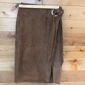 Express side split wrap suede skirt